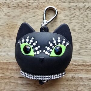 Bath & Body Works Spooky Glam Black Cat Pocketbac Sanitizer Holder Glow In Dark